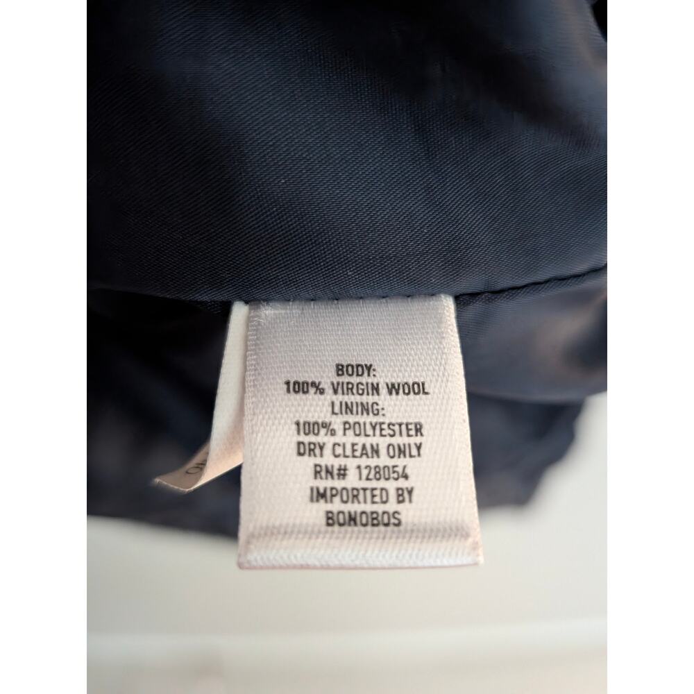 Bonobos Men's Italian Wool Raglan Trench Coat Herringbone Medium Blue Size M EUC - Picture 9 of 10